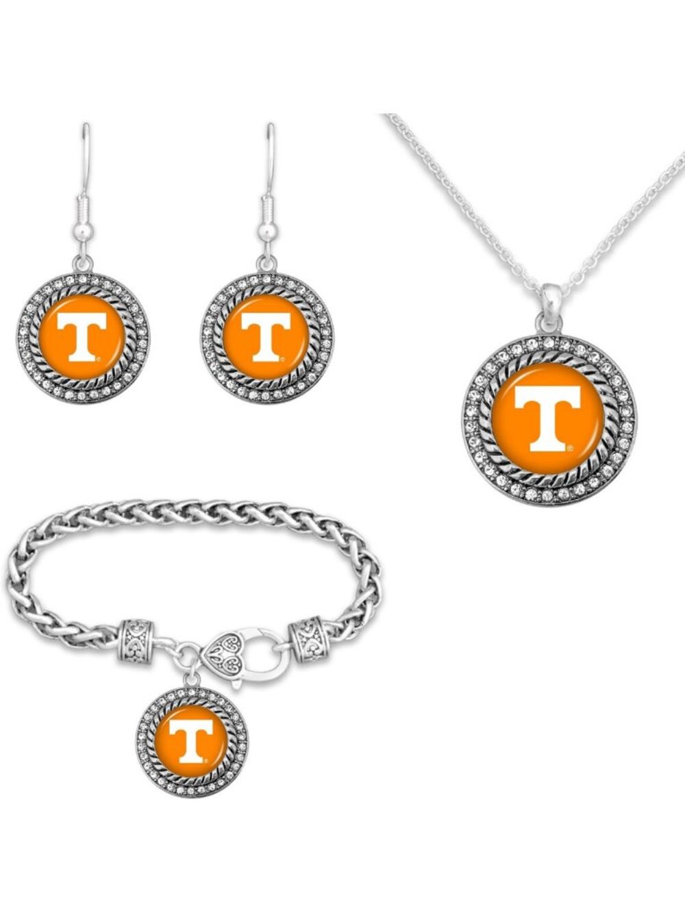 Stylish 3-Piece Jewelry Set: Necklace, Bracelet, Earrings with Rhinestones